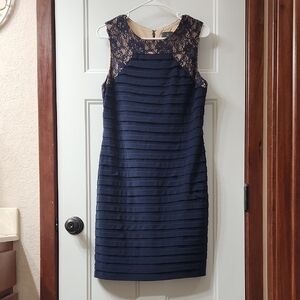 Adrianna Papell Navy Lace Midi Dress